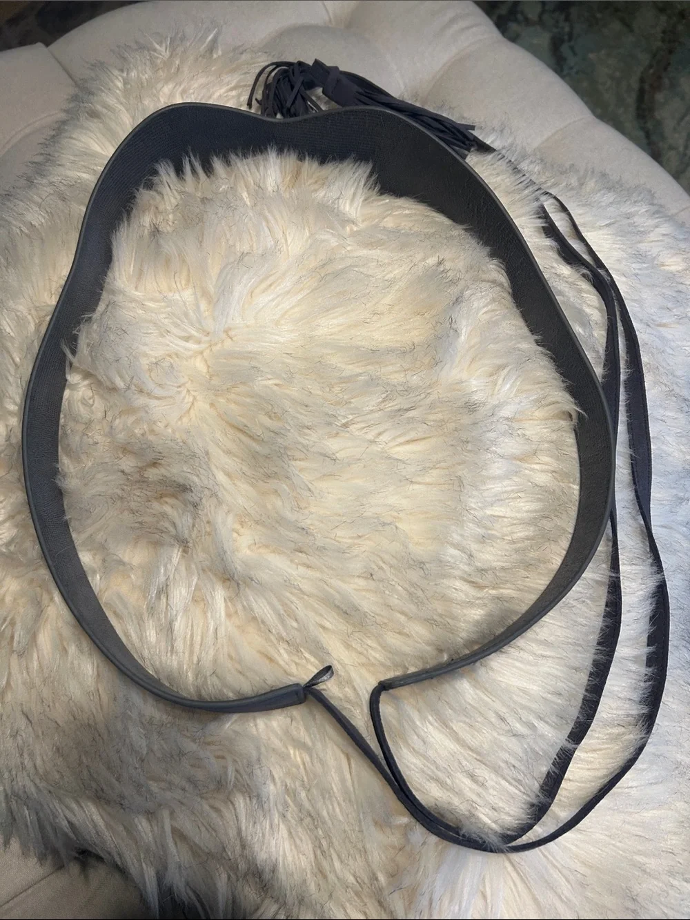 Women's Gray Suede Tassel Waist Belt
